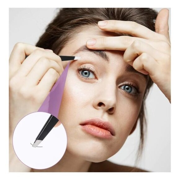 Professional Eyebrow Shaping Kit 8-Pc Set w Pink Leather Bag, Razor, Scissors - Picture 7 of 7